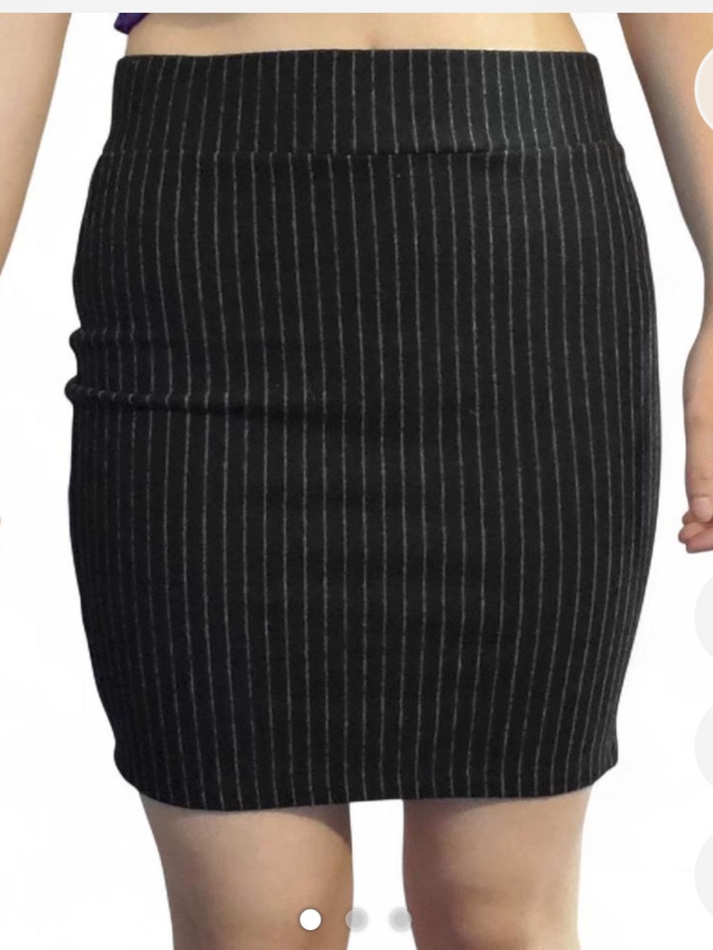 Slim-Fit Black Pinstripe Pencil Skirt